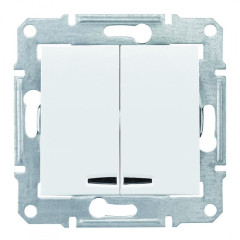2-клавішний вимикач Schneider Electric Sedna із підсвічуванням Білий (SDN0300321)