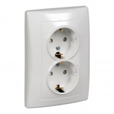 Розетка подвійна Schneider Electric Sedna із заземленням і шторками Біла (SDN3000421)
