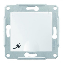 Розетка Schneider Electric Sedna із заземленням, кришкою та шторками IP44 Біла (SDN3100321)
