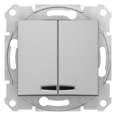 2-клавішний вимикач Schneider Electric Sedna із підсвічуванням Алюміній (SDN0300360)