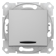 1-клавішний вимикач Schneider Electric Sedna із підсвічуванням Алюміній (SDN1400160)