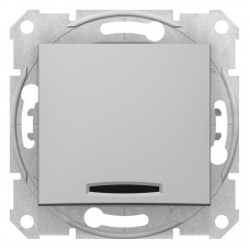 1-клавишный проходной выключатель Schneider Electric Sedna с подсветкой Алюминий (SDN1500160)