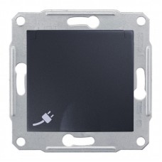 Розетка Schneider Electric Sedna із заземленням, кришкою та шторками IP44 Графіт (SDN3100570)