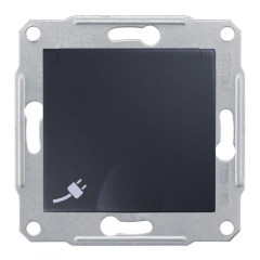 Розетка Schneider Electric Sedna із заземленням, кришкою та шторками IP44 Графіт (SDN3100570)
