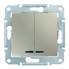 2-клавішний вимикач Schneider Electric Sedna із підсвічуванням Титан (SDN0300368)