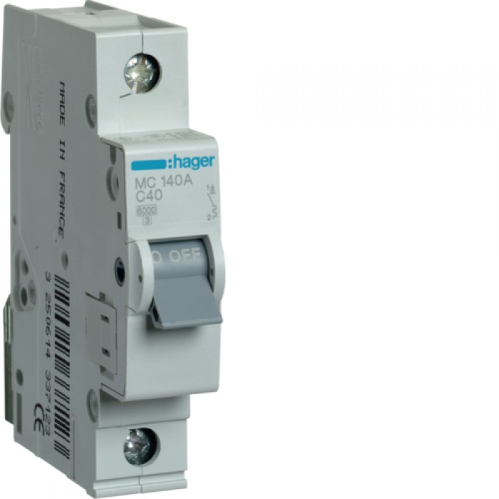 Автоматичний вимикач HAGER 1Р 40 А тип С (MC140A) 