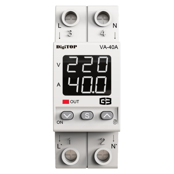 Реле напруги з контролем струму DigiTOP VA-40A M2W