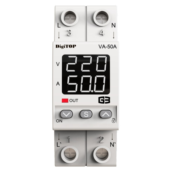 Реле напруги з контролем струму DigiTOP VA-50A M2W