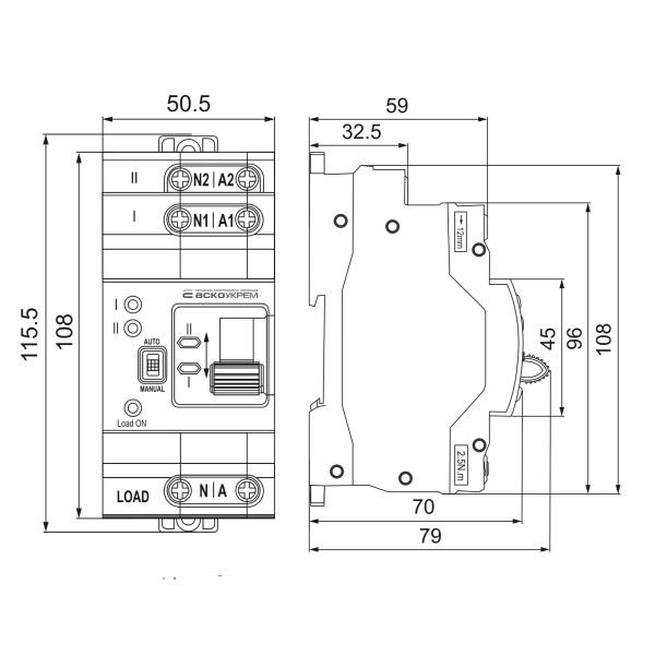 Автоматический переключатель ввода резерва (АВР) ACKO-УКРЕМ APRV 2p 63A (A0010230006)
