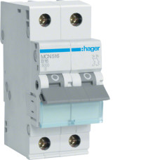 Автоматический выключатель HAGER 1P+N C 16A 6 кА (MCN516)