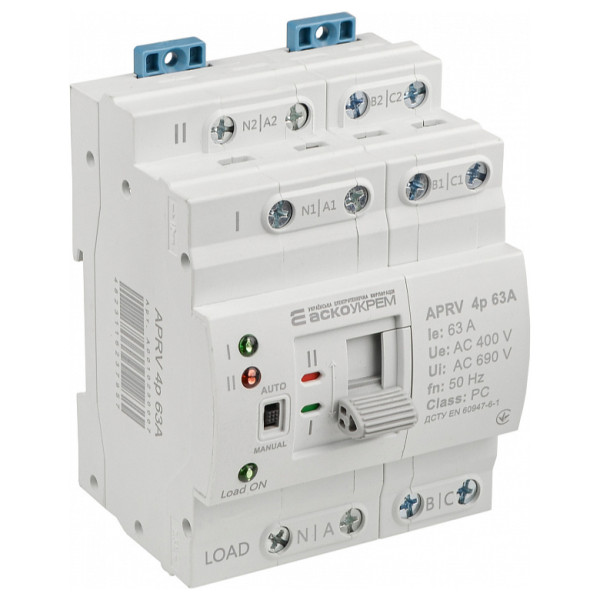Автоматический переключатель ввода резерва (АВР) ACKO-УКРЕМ APRV 4p 63A (A0010230007)