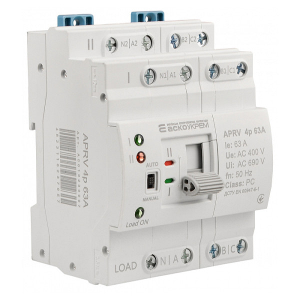 Автоматический переключатель ввода резерва (АВР) ACKO-УКРЕМ APRV 4p 63A (A0010230007)