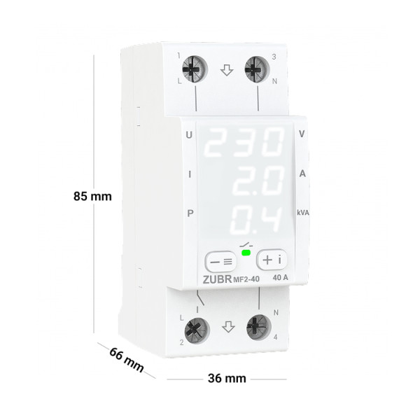Багатофункціональне реле напруги ZUBR MF2-40 40А двомодульне