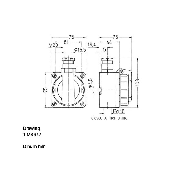 Розетка настенная SCHUKO MENNEKES 16A 2п+С 230В IP68 синяя (10863)