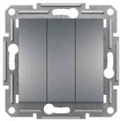 3-клавішний вимикач Schneider Electric Asfora Сталь (EPH2100162)