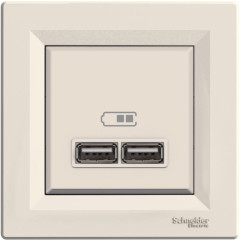 USB-розетка подвійна Schneider Electric Asfora Кремова (EPH2700223)