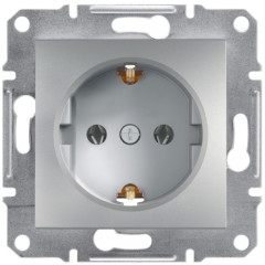 Розетка Schneider Electric Asfora с заземлением Алюминий (EPH2900161)