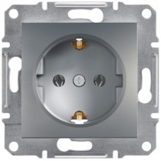 Розетка Schneider Electric Asfora із заземленням Сталь (EPH2900162)