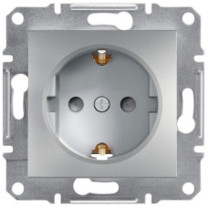 Розетка Schneider Electric Asfora із заземленням і шторками Алюміній (EPH2900261)