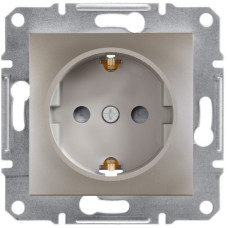 Розетка Schneider Electric Asfora с заземлением и шторками Бронза (EPH2900269)