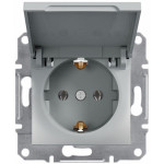 Розетка Schneider Electric Asfora із заземленням і кришкою Алюміній (EPH3100161)