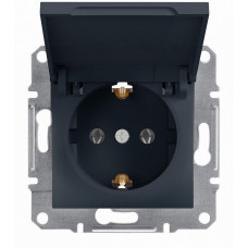 Розетка Schneider Electric Asfora із заземленням і кришкою Антрацит (EPH3100171)