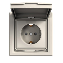 Розетка Schneider Electric Asfora із заземленням і кришкою Кремова (EPH3100323)