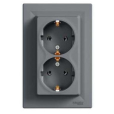 Розетка двойная Schneider Electric Asfora с заземлением Сталь (EPH9900162)