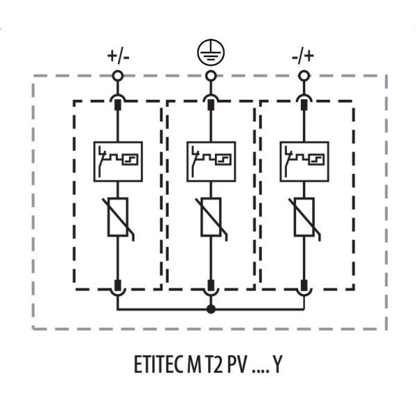 Обмежувач перенапруги ETI ETITEC M T2 PV 1100/20 Y (для PV систем) (2440515)