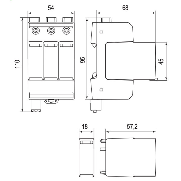 Обмежувач перенапруги ETI ETITEC M T2 PV 1100/20 Y (для PV систем) (2440515)