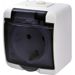 Розетка одинарна із захисною кришкою з з/к ETI HERMETICS RHE-1sd IP54 біла (4668016)