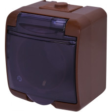 Розетка одинарна із захисною кришкою з з/к ETI HERMETICS RHE-1sd-KR IP54 коричнева (4668051)