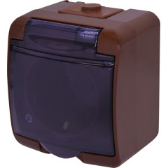 Розетка одинарна із захисною кришкою з з/к ETI HERMETICS RHE-1sd-KR IP54 коричнева (4668051)