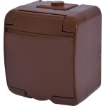 Розетка одинарна із захисною кришкою з з/к ETI HERMETICS RHE-1s-KR IP54 коричнева (4668050)