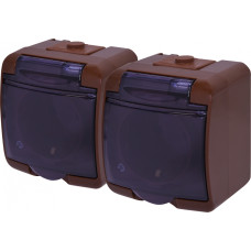 Розетка подвійна із захисною кришкою з з/к ETI HERMETICS RHE-2sd-KR IP54 коричнева (4668053)