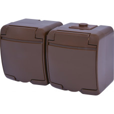 Розетка подвійна із захисною кришкою з з/к ETI HERMETICS RHE-2s-KR IP54 коричнева (4668052)