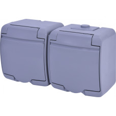 Розетка подвійна із захисною кришкою з з/к ETI HERMETICS RHE-2s-SR IP54 сіра (4668072)