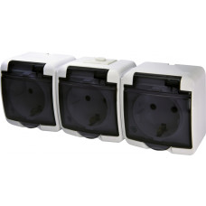 Розетка потрійна із захисною кришкою з з/к ETI HERMETICS RHE-3sd IP54 біла (4668024)