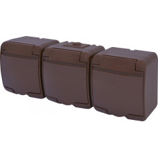 Розетка потрійна із захисною кришкою з з/к ETI HERMETICS RHE-3s-KR IP54 коричнева (4668054)