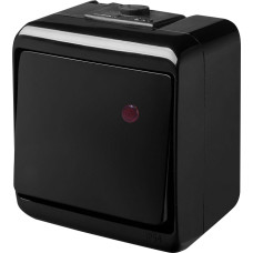 Выключатель 1-клавишный с подсветкой ETI HERMETICS VHE-1L-BL IP54 черный (4668086)