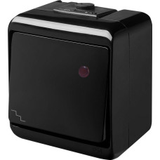 Выключатель 1-клавишный проходной с подсветкой ETI HERMETICS VHE-3L-BL IP54 черный (4668088)