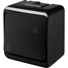 Кнопка звонка 1-клавишная с подсветкой ETI HERMETICS VHE-4L-BL IP54 черная (4668089)