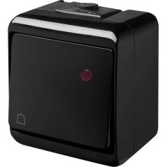 Кнопка дзвінка 1-клавішна з підсвічуванням ETI HERMETICS VHE-4L-BL IP54 чорна (4668089)