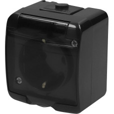 Розетка одинарна із захисною кришкою з з/к ETI HERMETICS RHE-1sd-BL IP54 чорна (4668090)