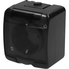 Розетка одинарна із захисною кришкою з з/к ETI HERMETICS RHE-1sd-BL IP54 чорна (4668090)