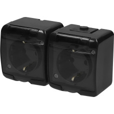 Розетка подвійна із захисною кришкою з з/к ETI HERMETICS RHE-2sd-BL IP54 чорна (4668091)
