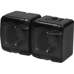Розетка подвійна із захисною кришкою з з/к ETI HERMETICS RHE-2sd-BL IP54 чорна (4668091)