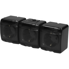 Розетка потрійна із захисною кришкою з з/к ETI HERMETICS RHE-3sd-BL IP54 чорна (4668092)