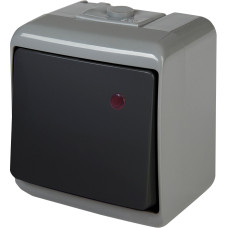 Выключатель 1-клавишный с подсветкой ETI HERMETICS VHE-1L-SRG IP54 серо-графитовый (4668102)