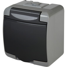 Розетка одинарна із захисною кришкою з з/к ETI HERMETICS RHE-1s-SRG IP54 сіро-графітова (4668106)